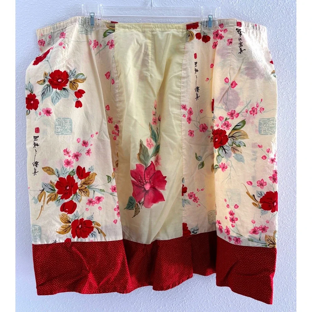 Vintage Details Skirt‎ Womens 3XL Yellow Red Mini Japanese Floral 90s Preppy